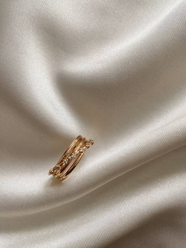 انگشتر سه لاین نگینی ژوپینگ